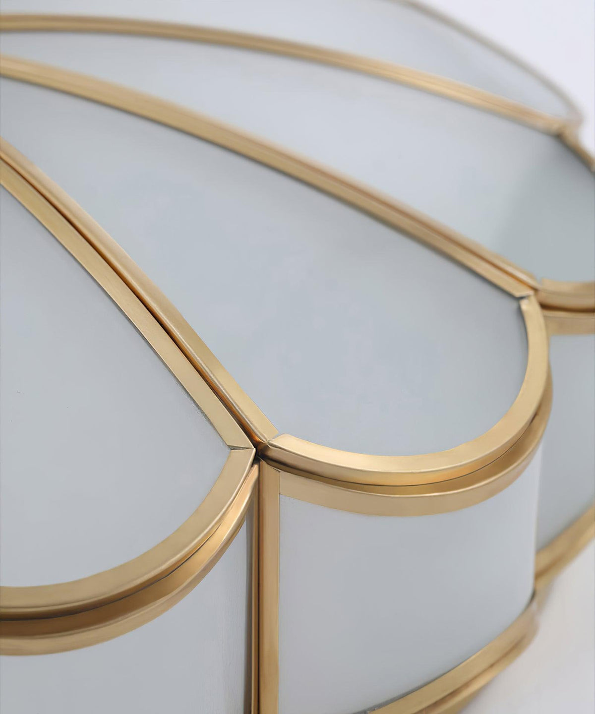Flower Shape Frosted Glass Ceiling Light with Brass Frame for Soft Ambient Glow