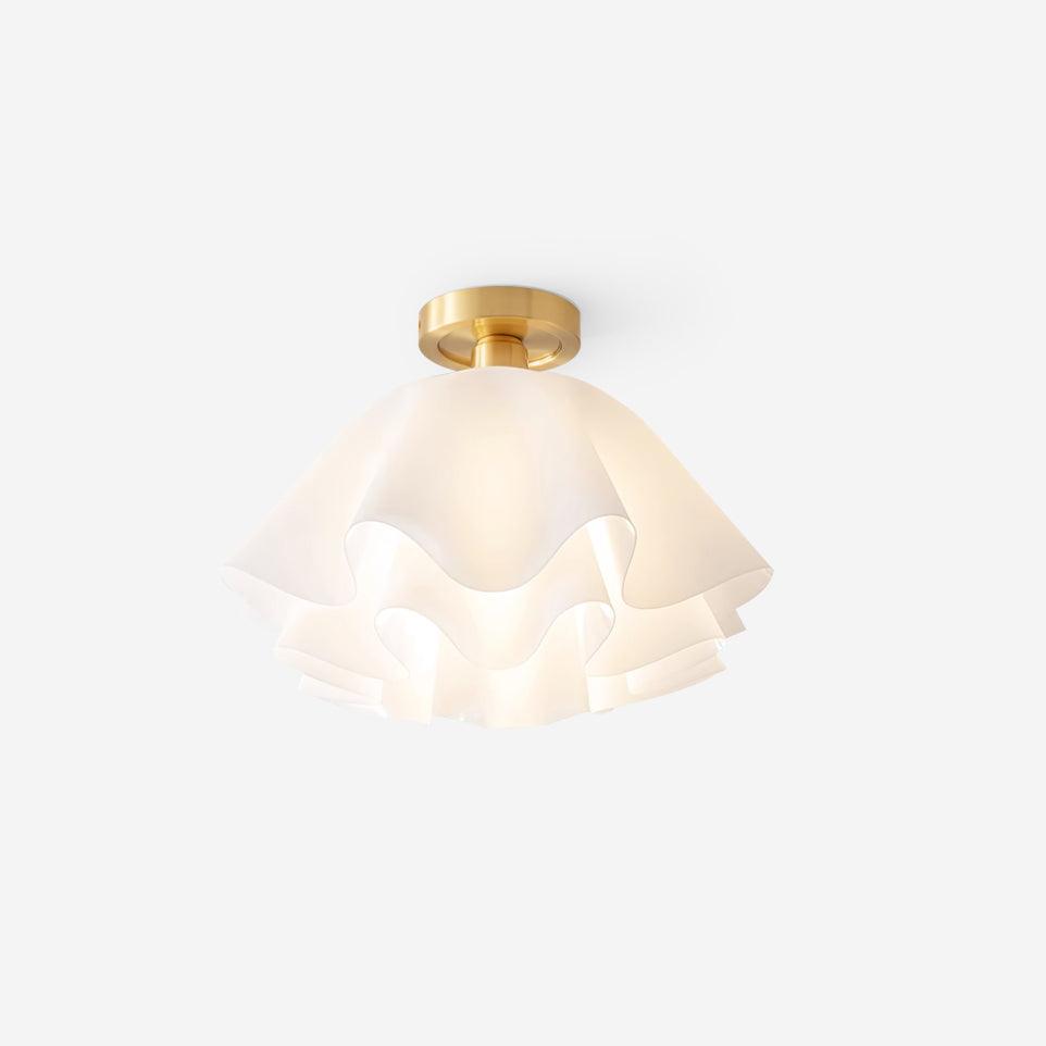 Gilda | Mid-Century Pleated Ceiling Light with Brass Body, Dimmable Fixture for Hallways