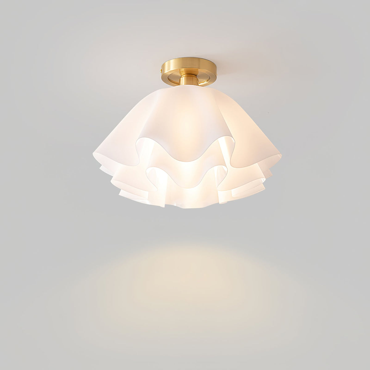 Gilda | Mid-Century Pleated Ceiling Light with Brass Body, Dimmable Fixture for Hallways