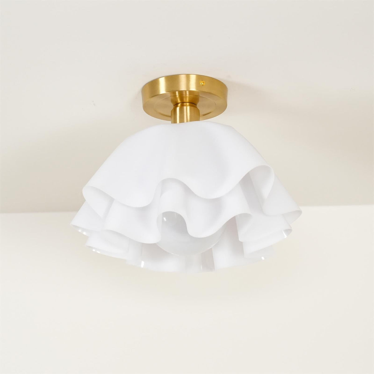 Gilda | Mid-Century Pleated Ceiling Light with Brass Body, Dimmable Fixture for Hallways