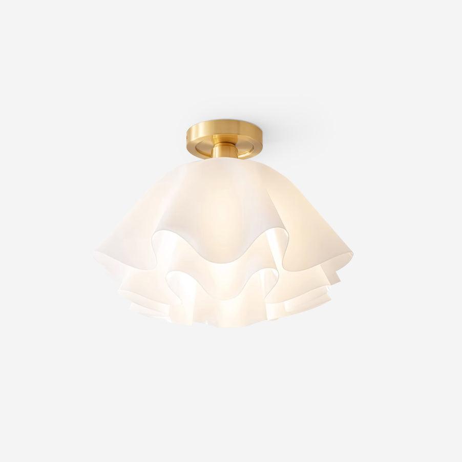 Gilda | Mid-Century Pleated Ceiling Light with Brass Body, Dimmable Fixture for Hallways