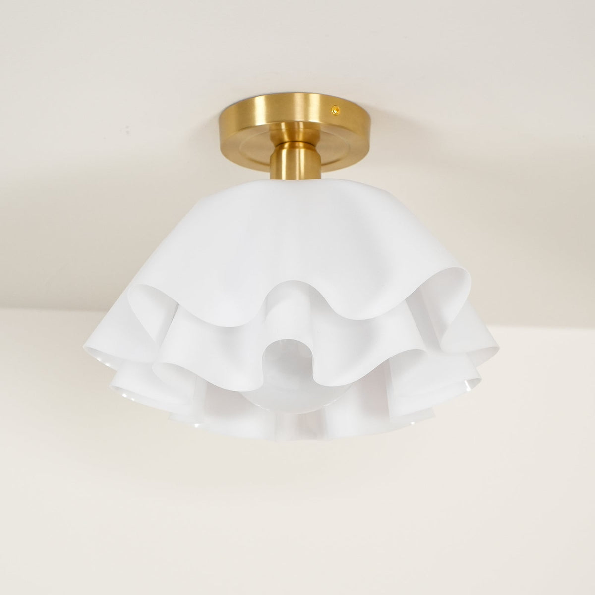 Gilda | Mid-Century Pleated Ceiling Light with Brass Body, Dimmable Fixture for Hallways
