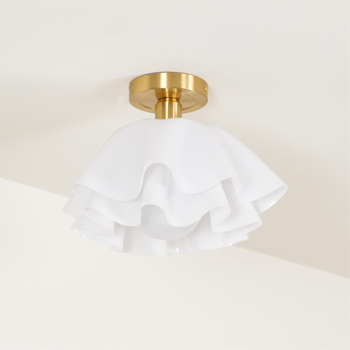 Gilda | Mid-Century Pleated Ceiling Light with Brass Body, Dimmable Fixture for Hallways