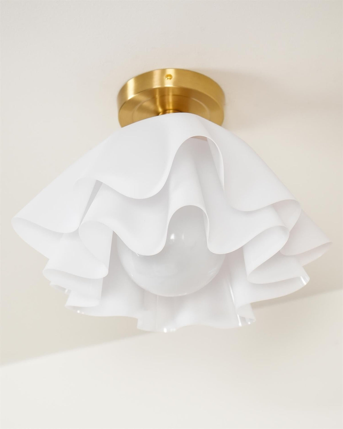 Gilda | Mid-Century Pleated Ceiling Light with Brass Body, Dimmable Fixture for Hallways