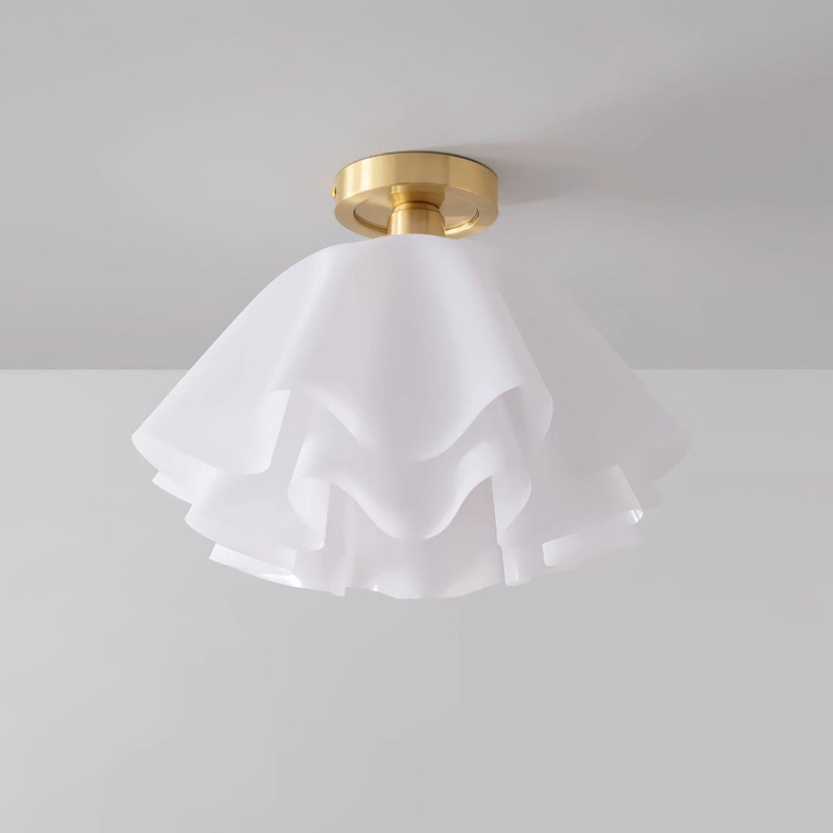 Gilda | Mid-Century Pleated Ceiling Light with Brass Body, Dimmable Fixture for Hallways