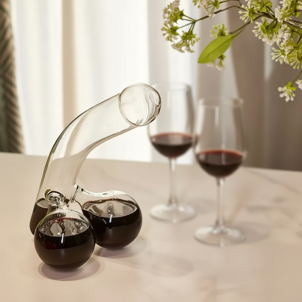 Verrine | Glass Decanter Carafe with 650 ml Capacity | Sculpted Beverage Server for Table