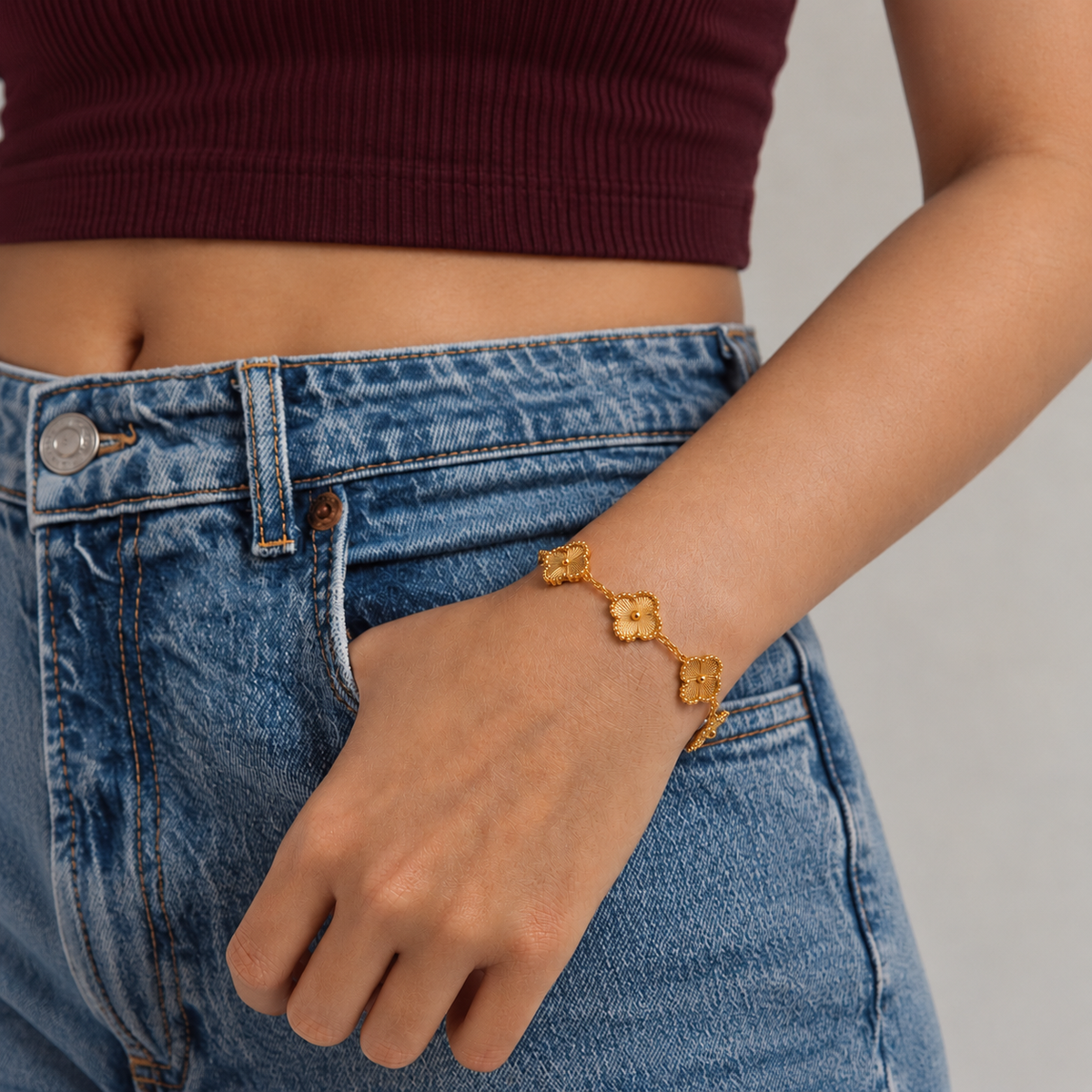 Bloom Line | 18K Gold-Plated Bracelet with Floral Design for Elegant Everyday Styling