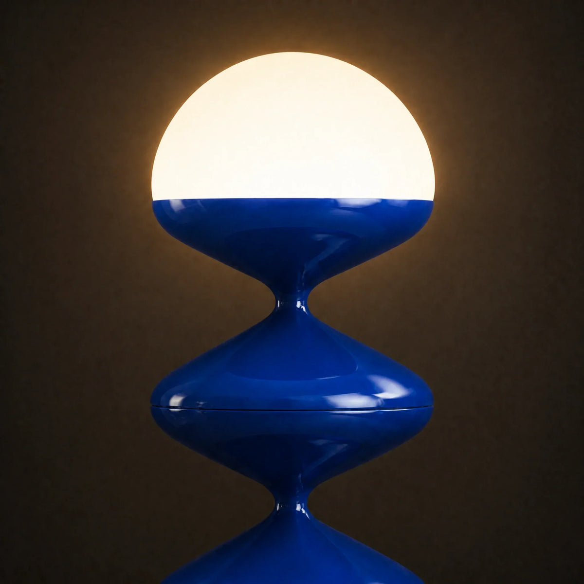 Sculptural Blue Floor Lamp with Stacked Metal Discs | Frosted Dome for Ambient Light