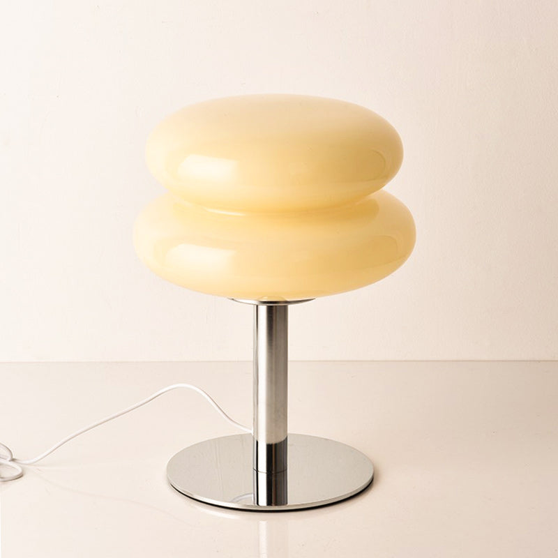 Bombolo | Cordless Mushroom Glass Table Lamp with Touch Control | Retro Glow for Bedside