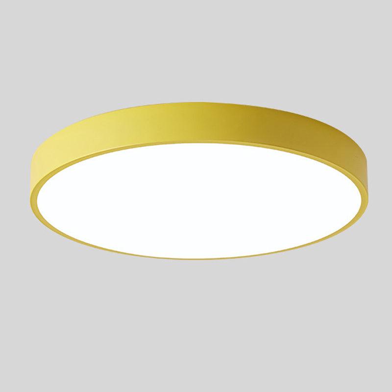 Nordic Wooden LED Ceiling Light Macaroon Round Flush Mount Lamp