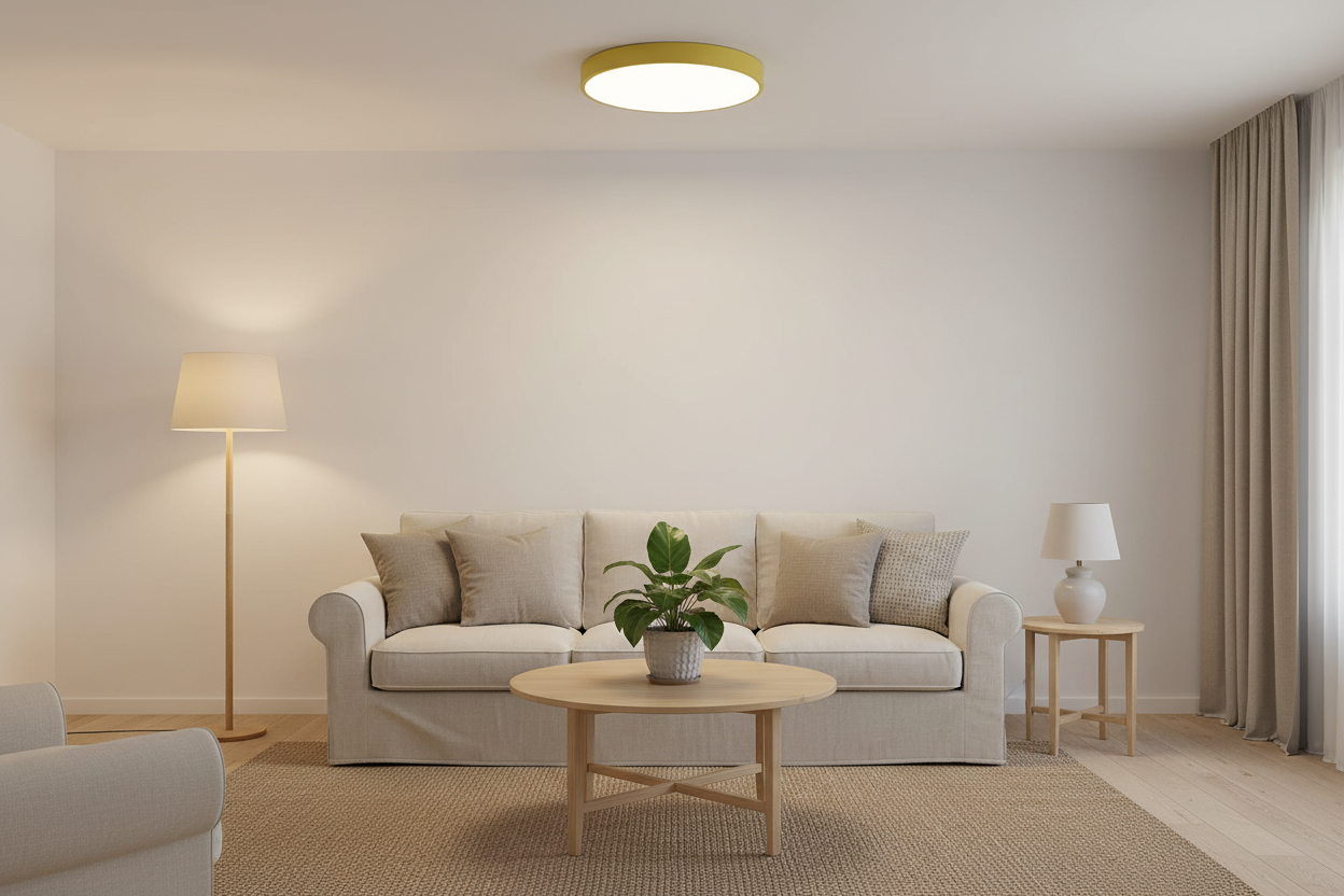 Nordic Wooden LED Ceiling Light Macaroon Round Flush Mount Lamp