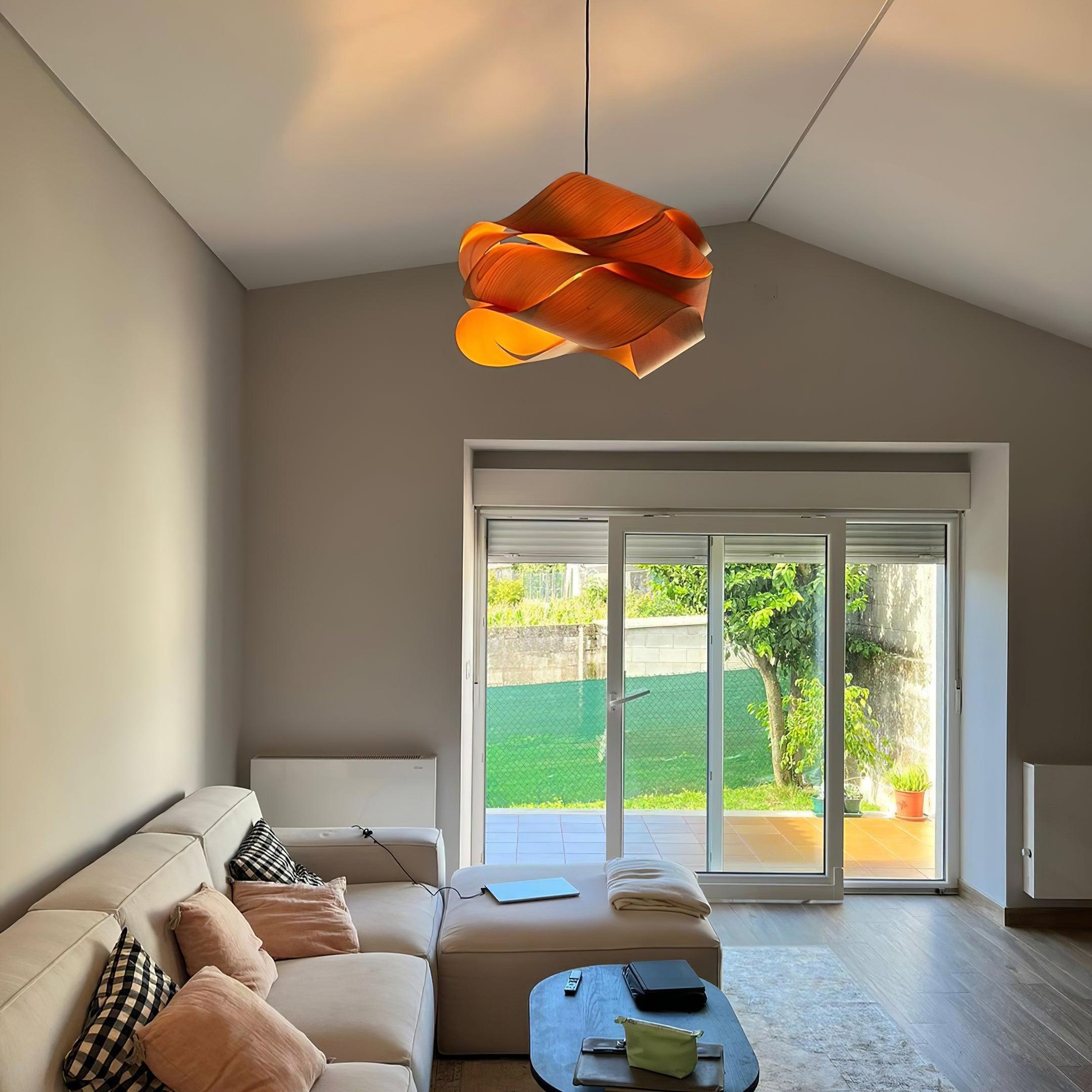 Wood Pendant Light Modern Wooden Hanging Ceiling Lamp Fixture