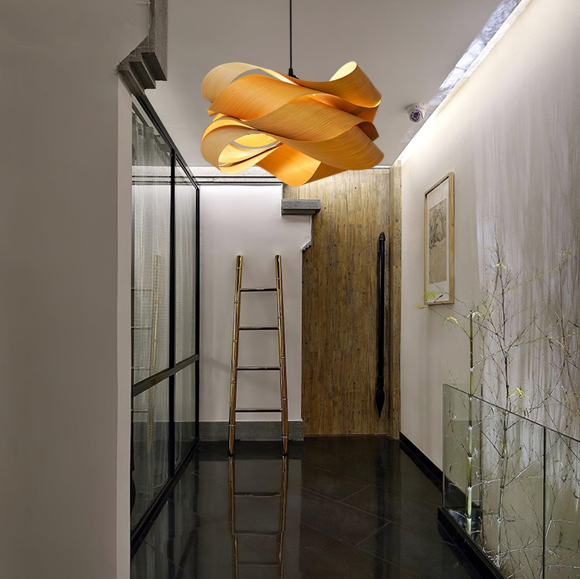 Wood Pendant Light Modern Wooden Hanging Ceiling Lamp Fixture