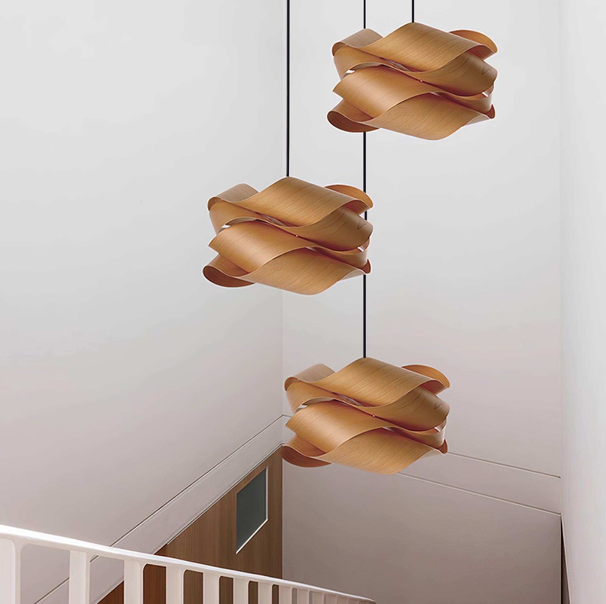 Wood Pendant Light Modern Wooden Hanging Ceiling Lamp Fixture