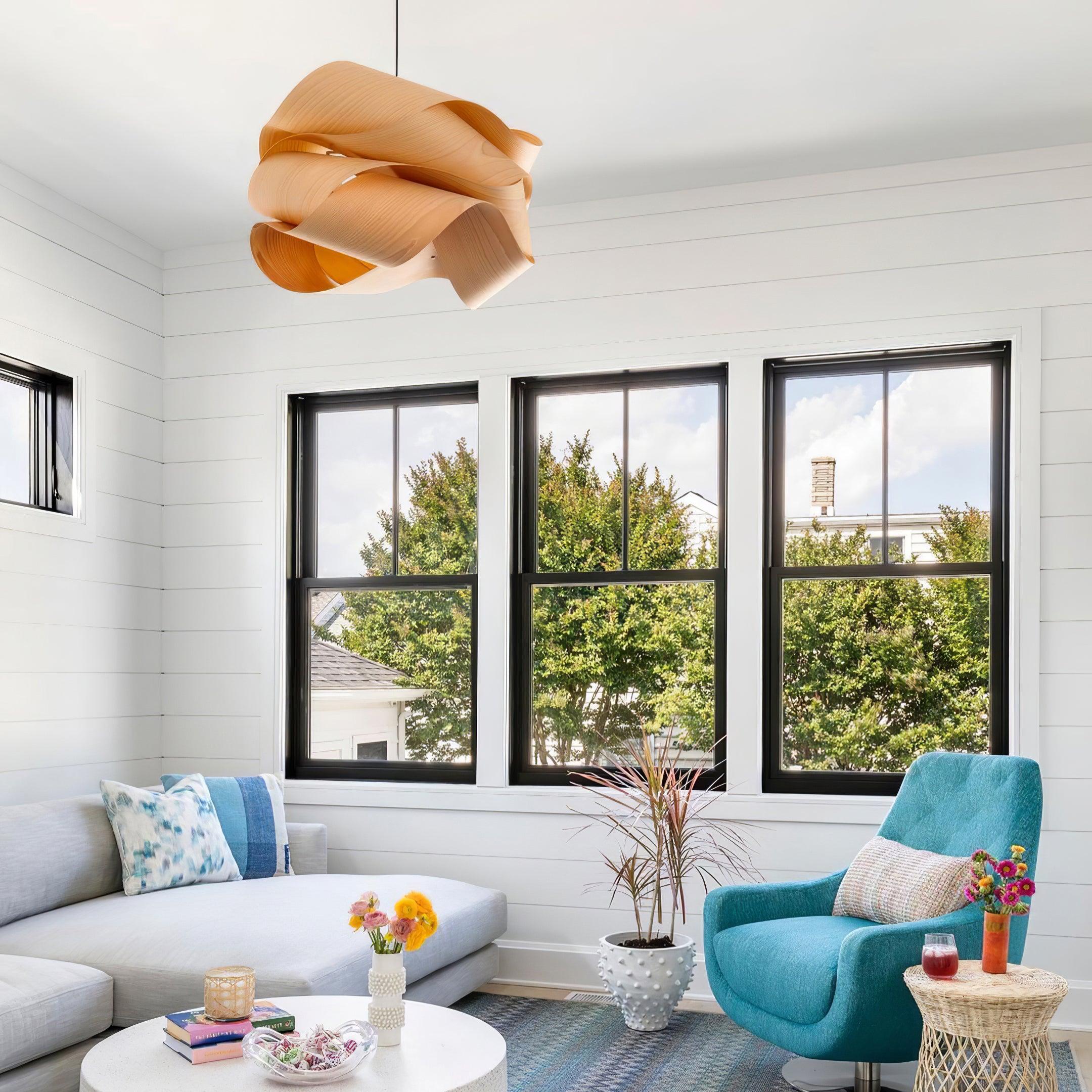 Wood Pendant Light Modern Wooden Hanging Ceiling Lamp Fixture