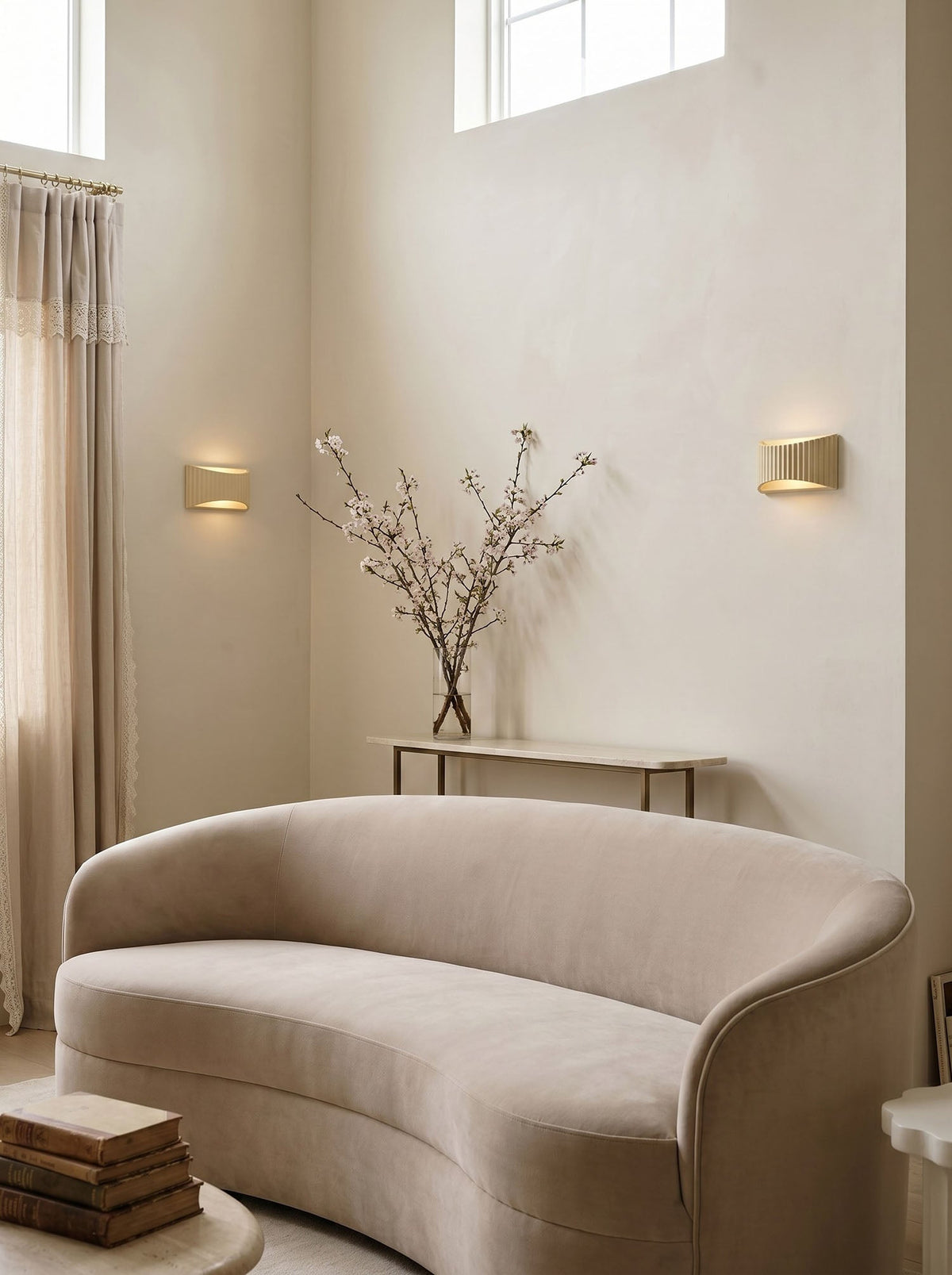 Fisar | Fluted Resin Wall Sconce with Up and Down Light | Modern Wall Lamp for Entryways