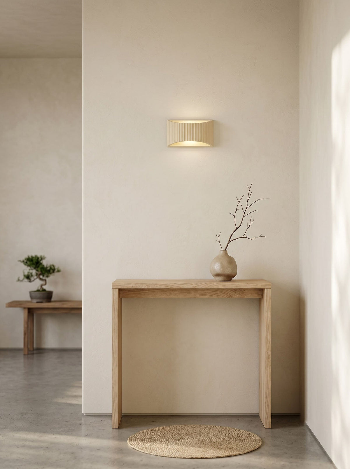 Fisar | Fluted Resin Wall Sconce with Up and Down Light | Modern Wall Lamp for Entryways