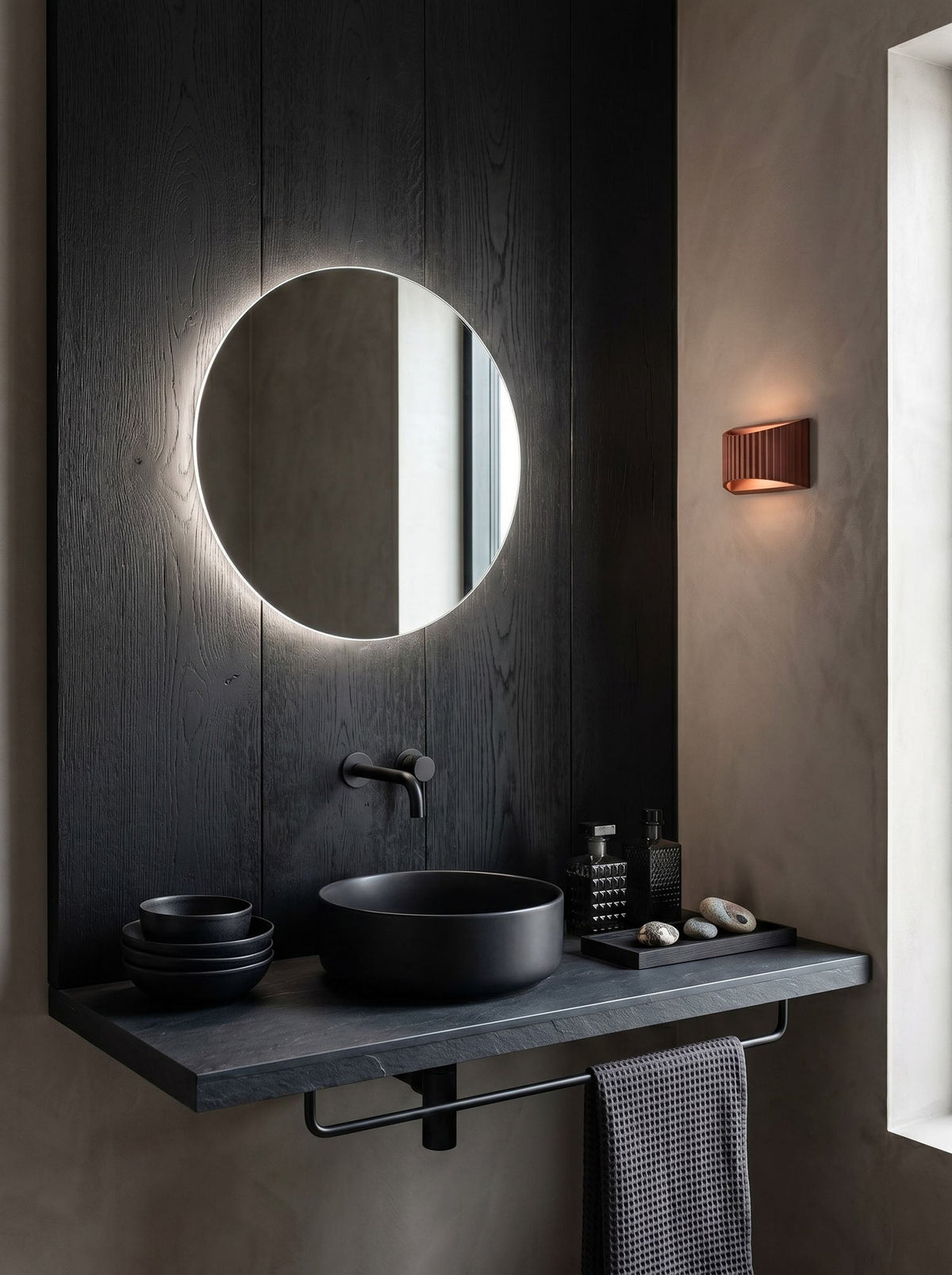 Fisar | Fluted Resin Wall Sconce with Up and Down Light | Modern Wall Lamp for Entryways