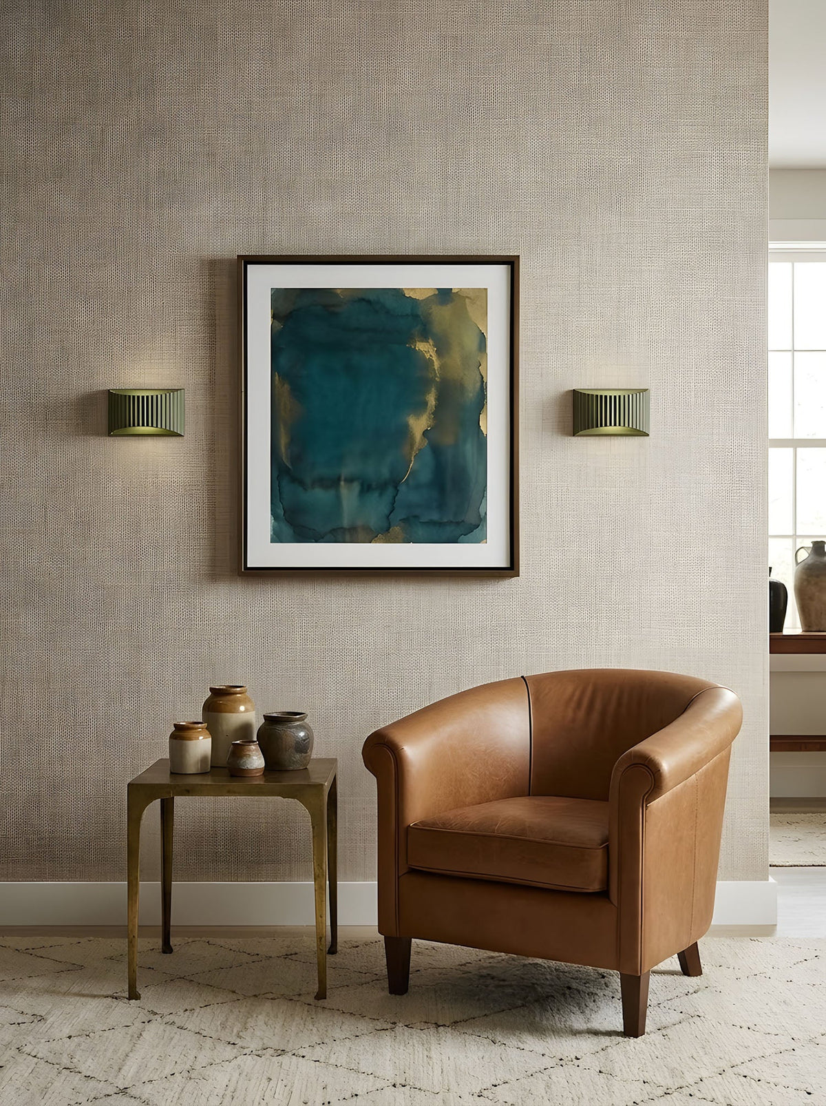 Fisar | Fluted Resin Wall Sconce with Up and Down Light | Modern Wall Lamp for Entryways