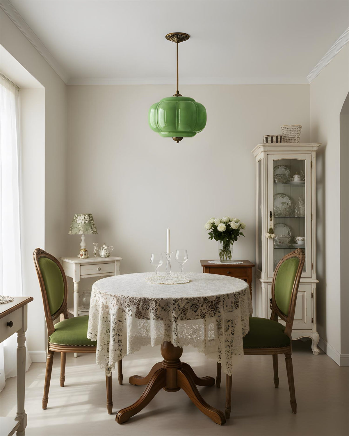 Jadeira | Jade Glass Ceiling Light with Brass Fittings | Dimmable Entryway Light Fixture