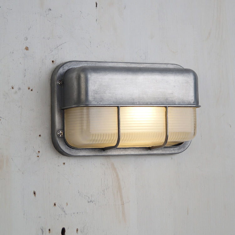 Aluminum Outdoor Bulkhead Wall Sconce with Sealed Glass | Weather-Resistant Light