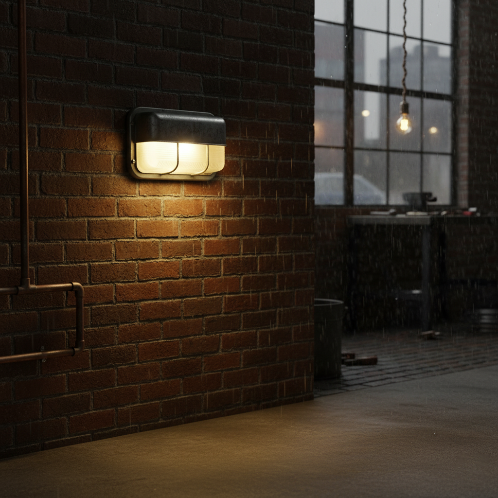 Aluminum Outdoor Bulkhead Wall Sconce with Sealed Glass | Weather-Resistant Light
