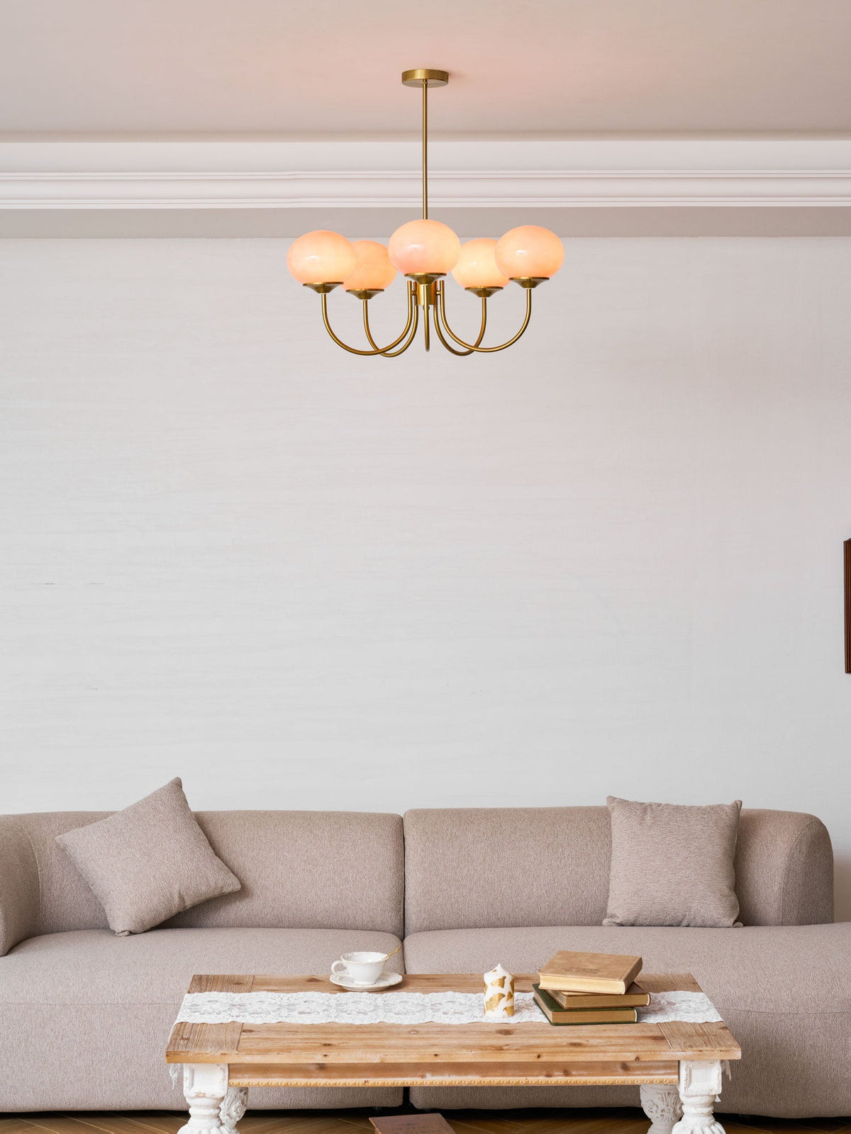 Marshmallow | Modern Glass Bubble Chandelier with Hand-Sprayed Pink Shades
