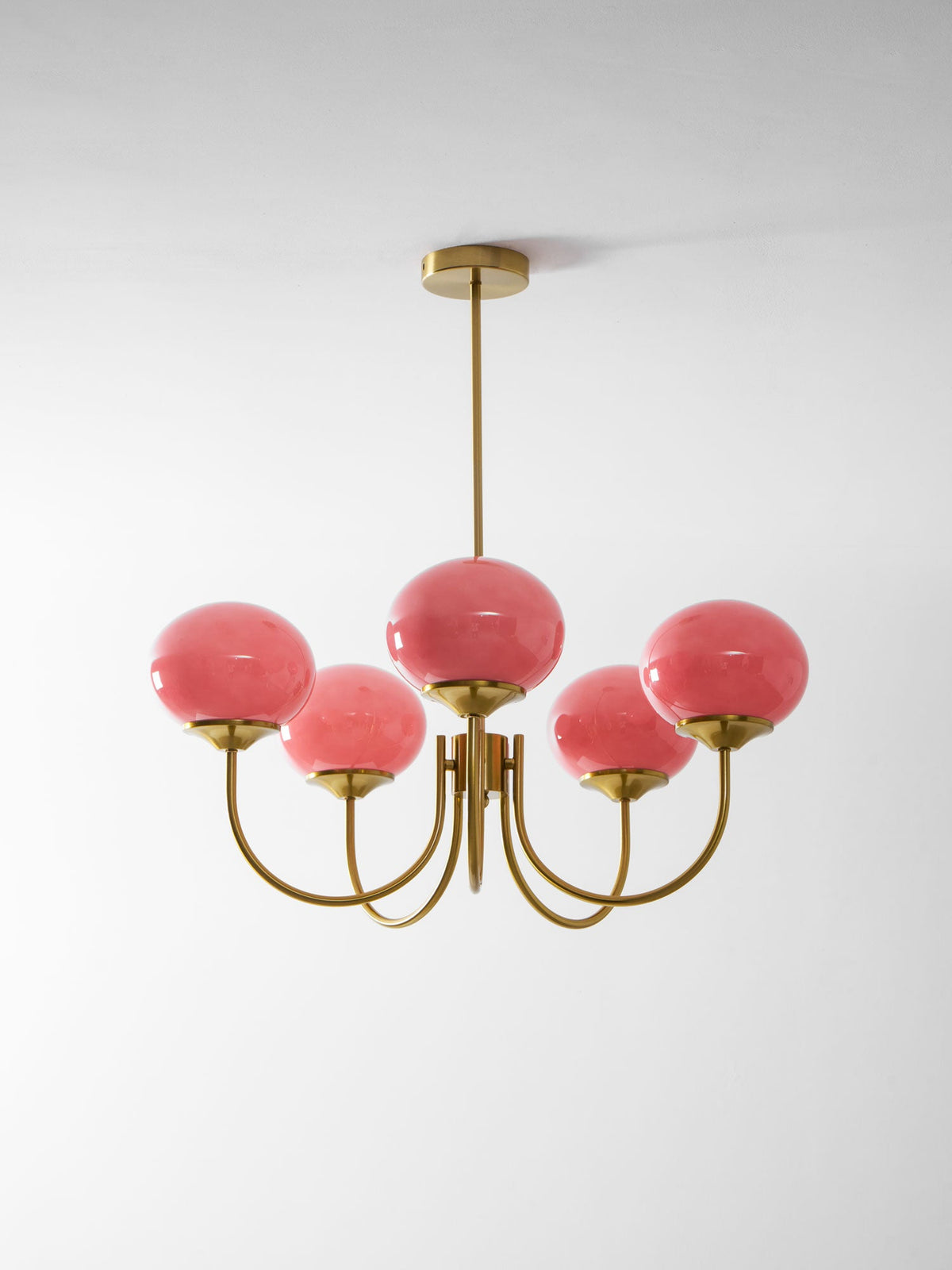 Marshmallow | Modern Glass Bubble Chandelier with Hand-Sprayed Pink Shades