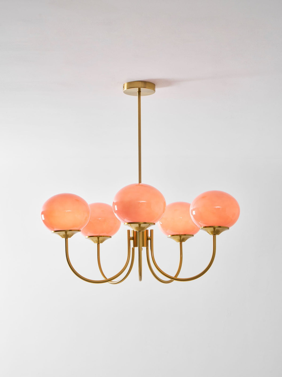 Marshmallow | Modern Glass Bubble Chandelier with Hand-Sprayed Pink Shades