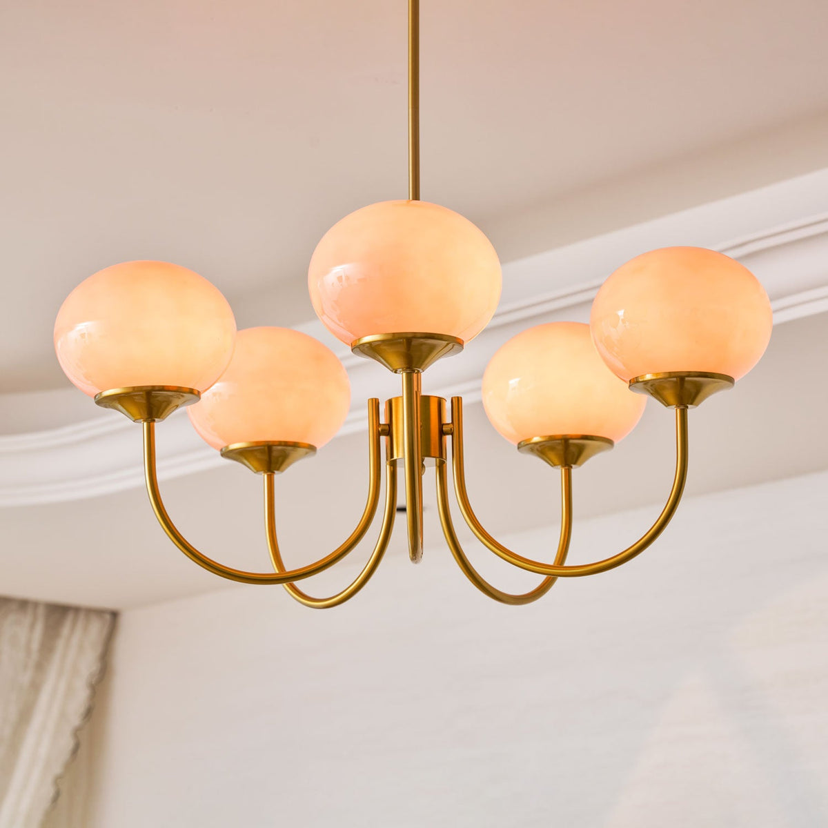 Marshmallow | Modern Glass Bubble Chandelier with Hand-Sprayed Pink Shades