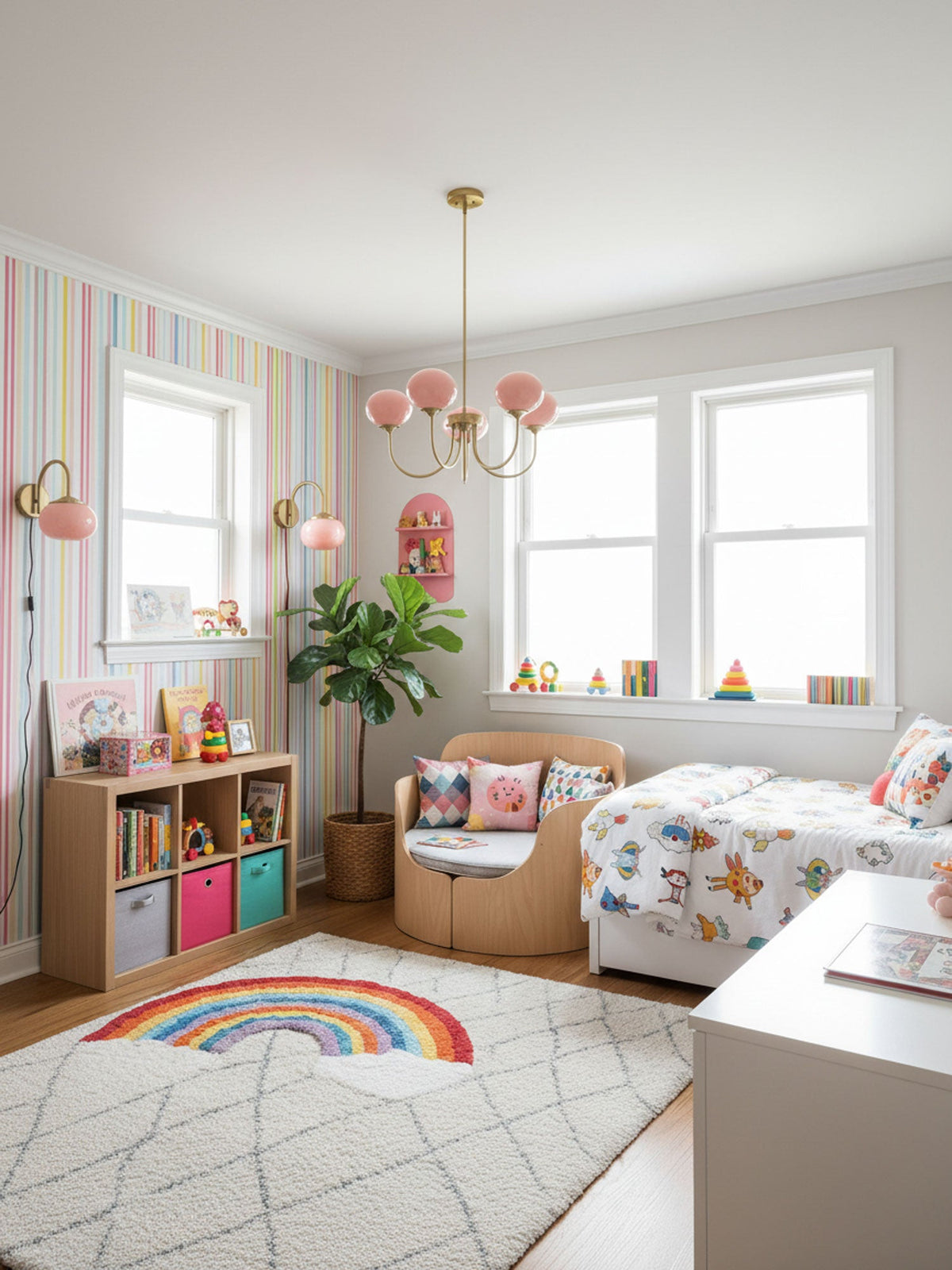 Marshmallow | Modern Glass Bubble Chandelier with Hand-Sprayed Pink Shades