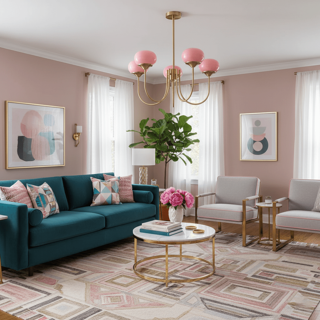 Marshmallow | Modern Glass Bubble Chandelier with Hand-Sprayed Pink Shades