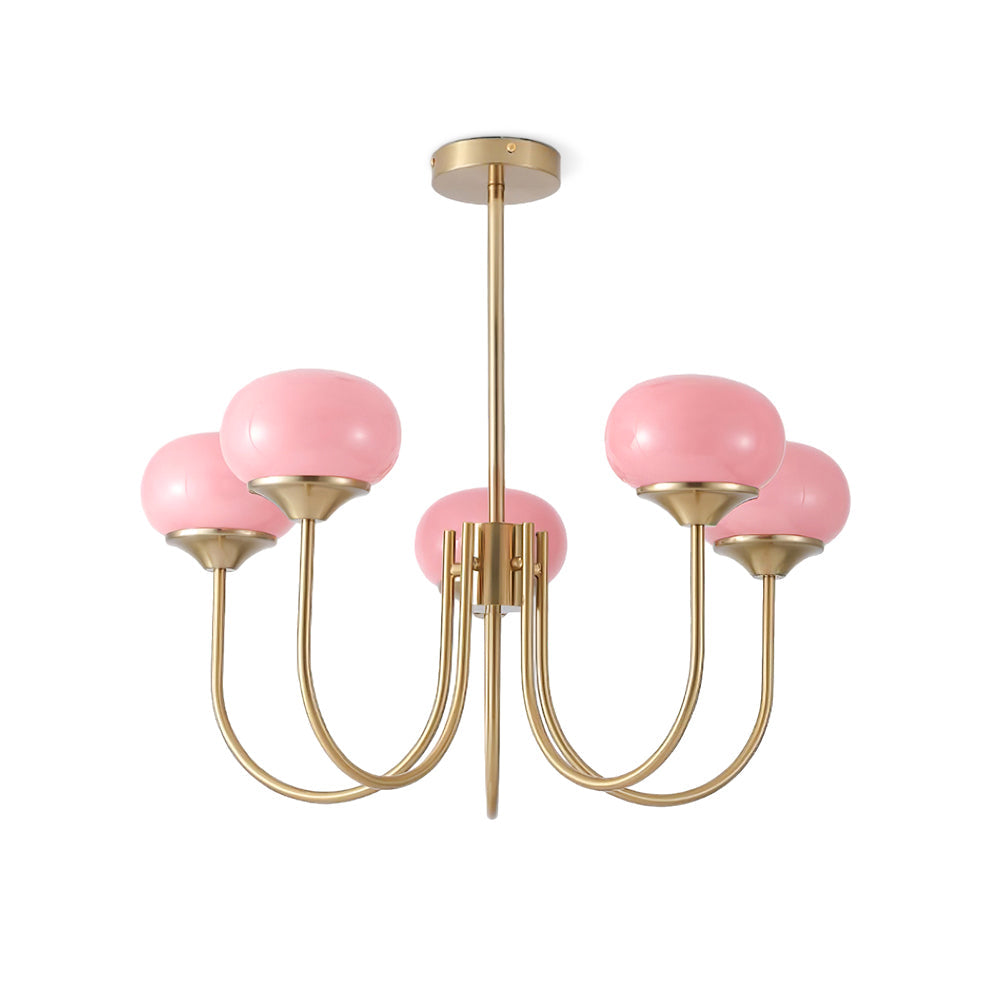Marshmallow | Modern Glass Bubble Chandelier with Hand-Sprayed Pink Shades
