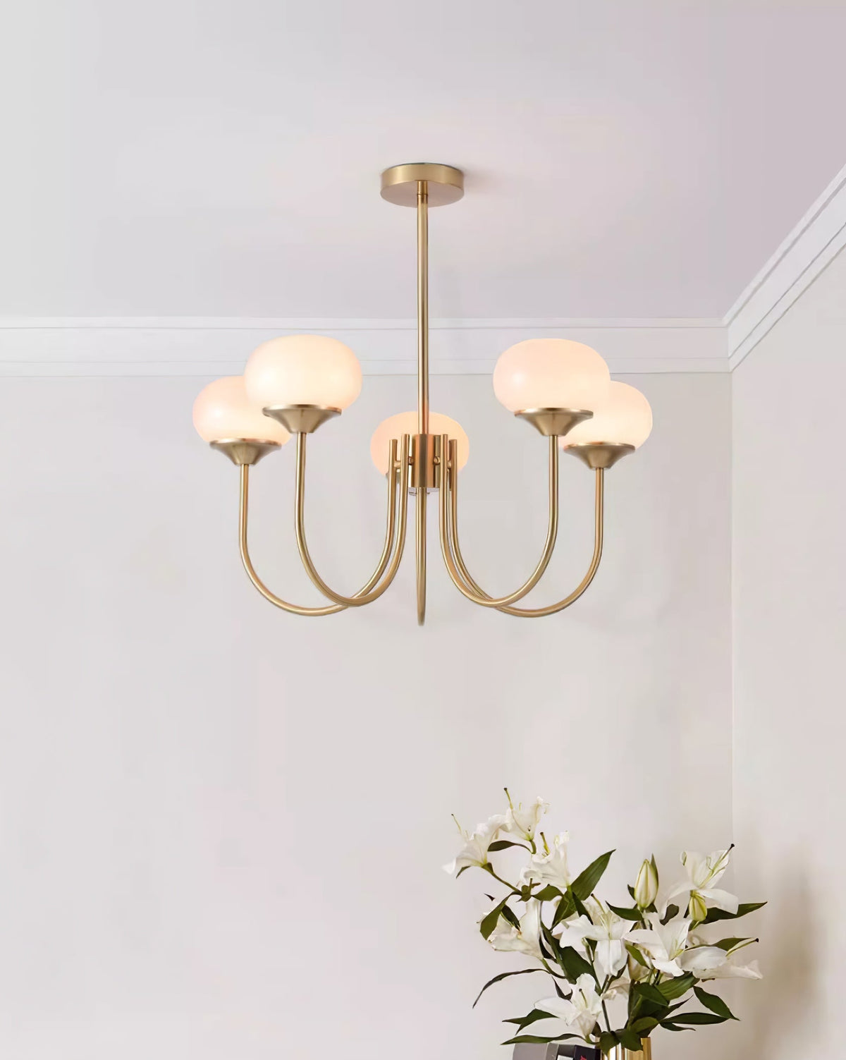 Marshmallow | Modern Glass Bubble Chandelier with Hand-Sprayed Pink Shades