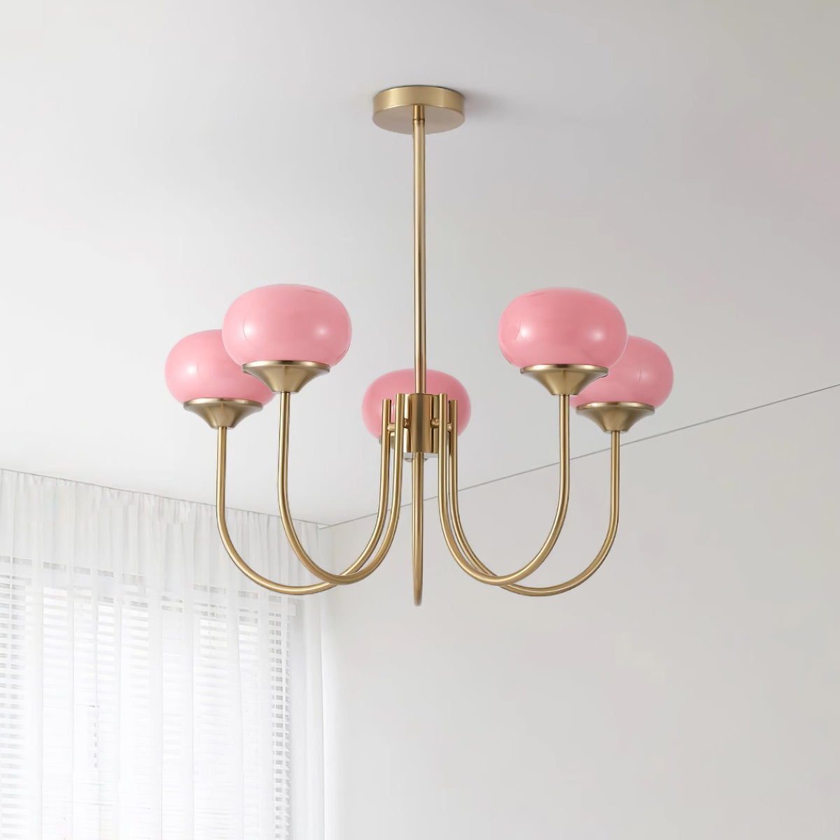 Marshmallow | Modern Glass Bubble Chandelier with Hand-Sprayed Pink Shades