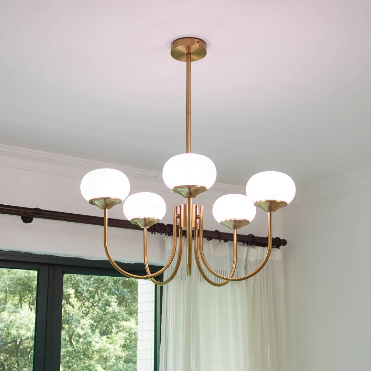 Marshmallow | Modern Glass Bubble Chandelier with Hand-Sprayed Pink Shades