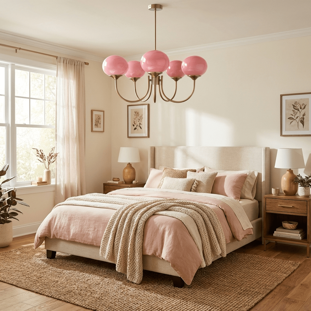 Marshmallow | Modern Glass Bubble Chandelier with Hand-Sprayed Pink Shades