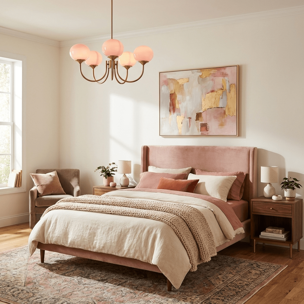 Marshmallow | Modern Glass Bubble Chandelier with Hand-Sprayed Pink Shades