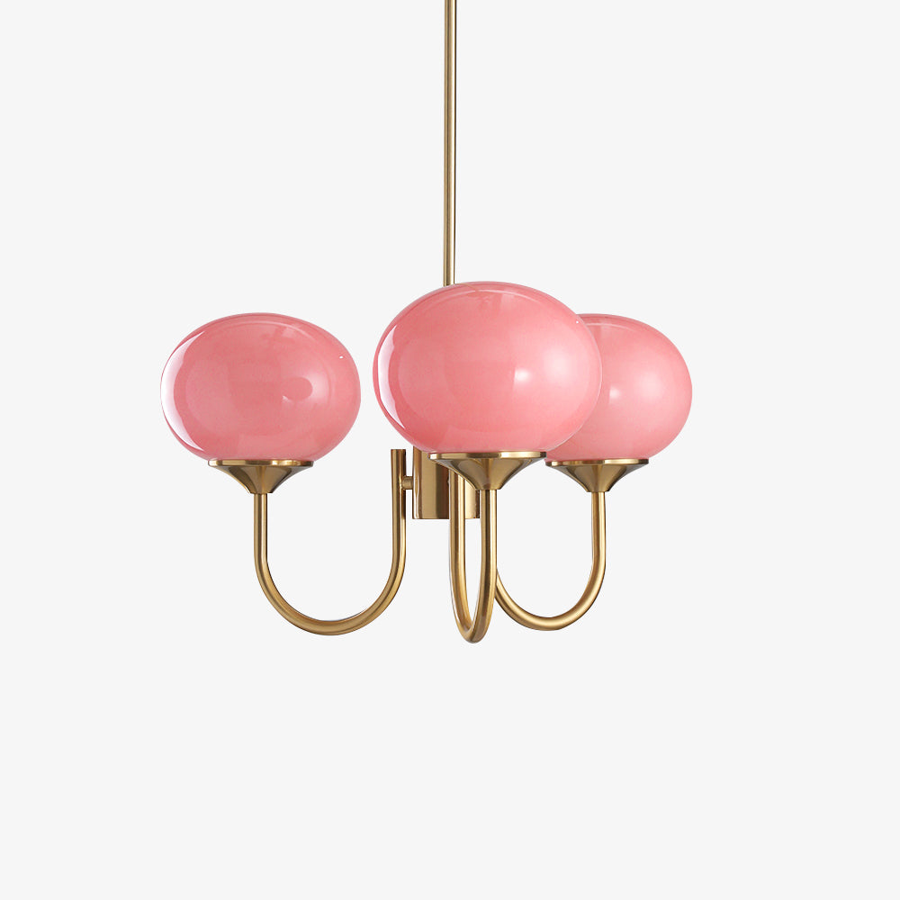 Marshmallow | Modern Glass Bubble Chandelier with Hand-Sprayed Pink Shades