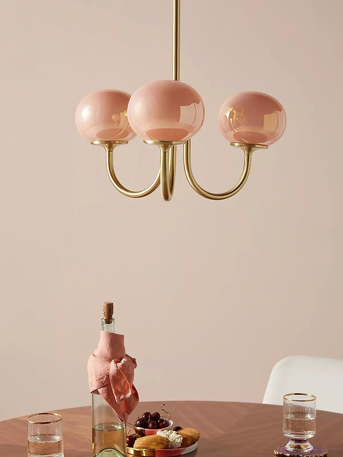Marshmallow | Modern Glass Bubble Chandelier with Hand-Sprayed Pink Shades