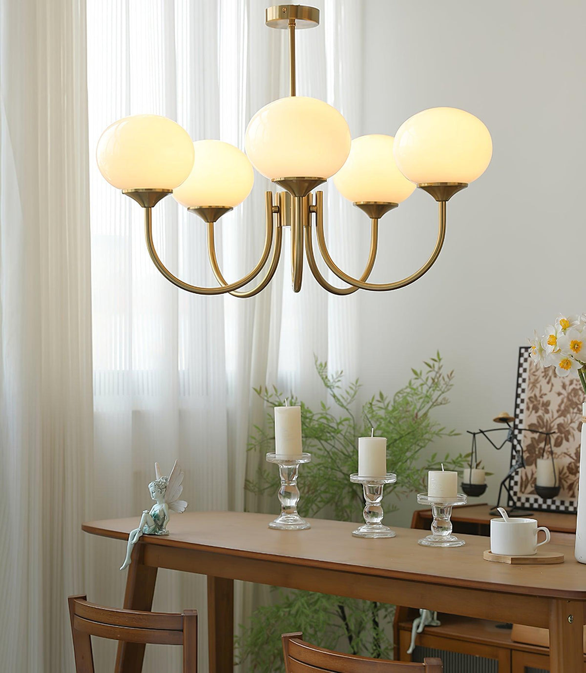 Marshmallow | Modern Glass Bubble Chandelier with Hand-Sprayed Pink Shades