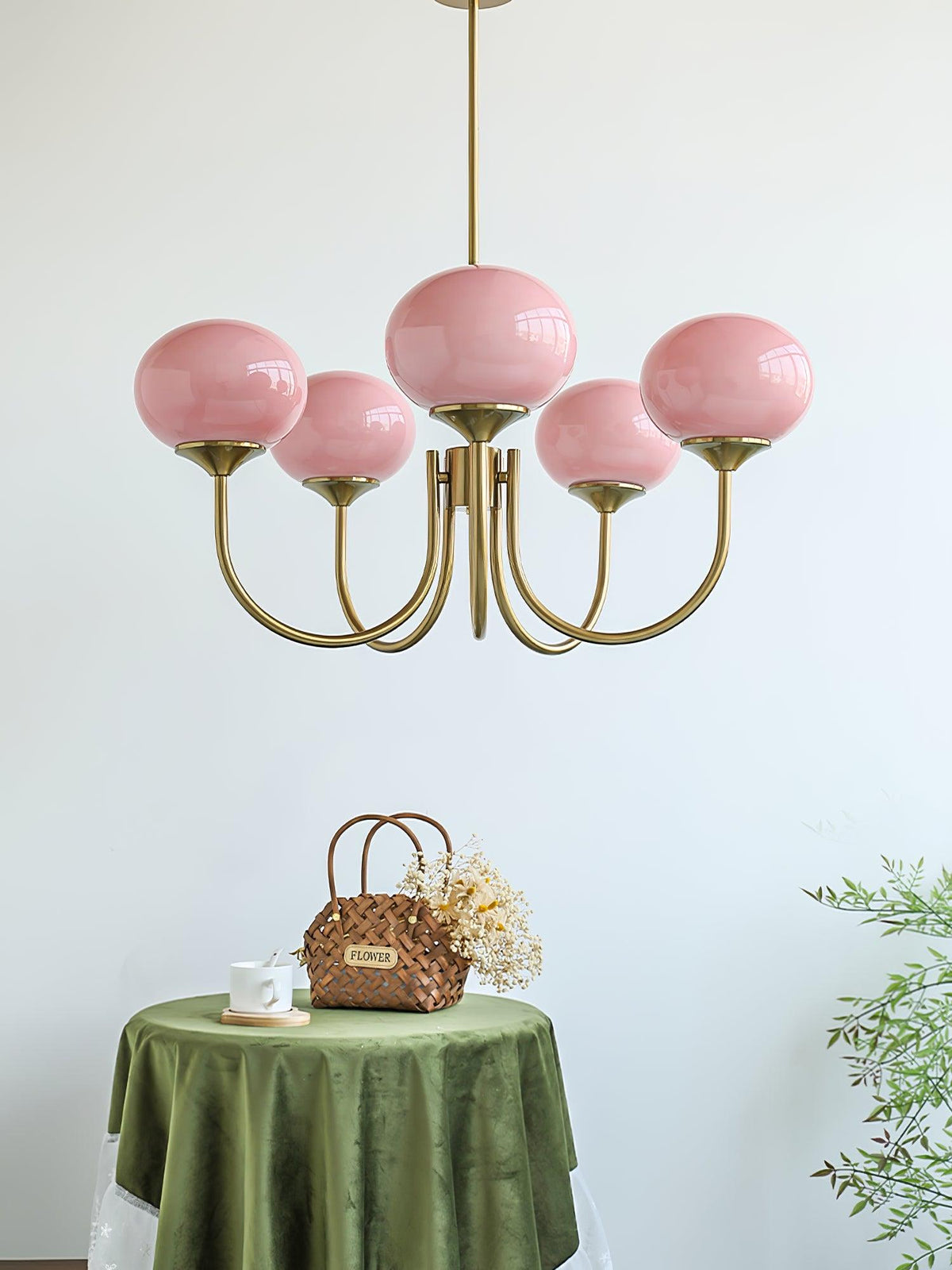Marshmallow | Modern Glass Bubble Chandelier with Hand-Sprayed Pink Shades