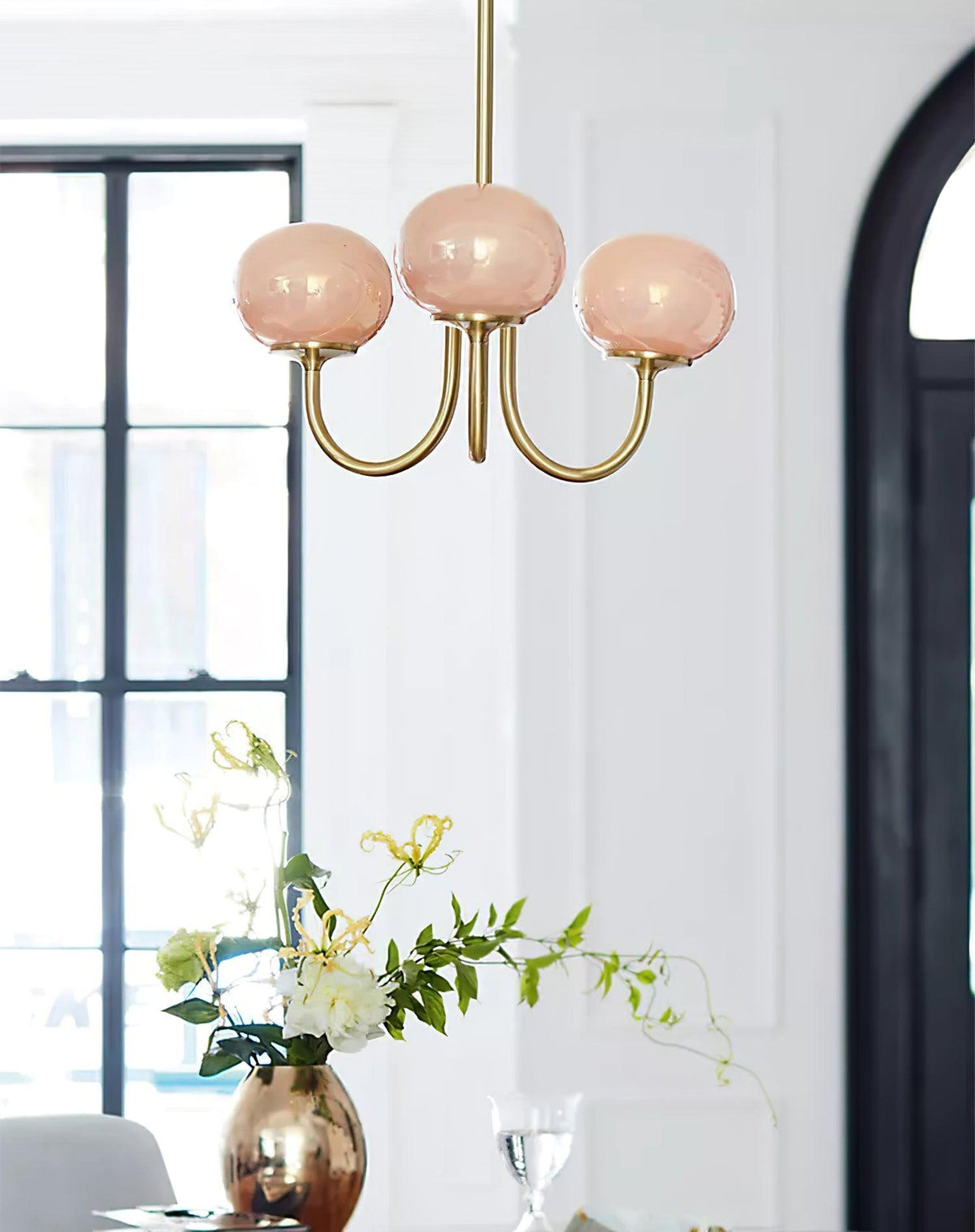Marshmallow | Modern Glass Bubble Chandelier with Hand-Sprayed Pink Shades