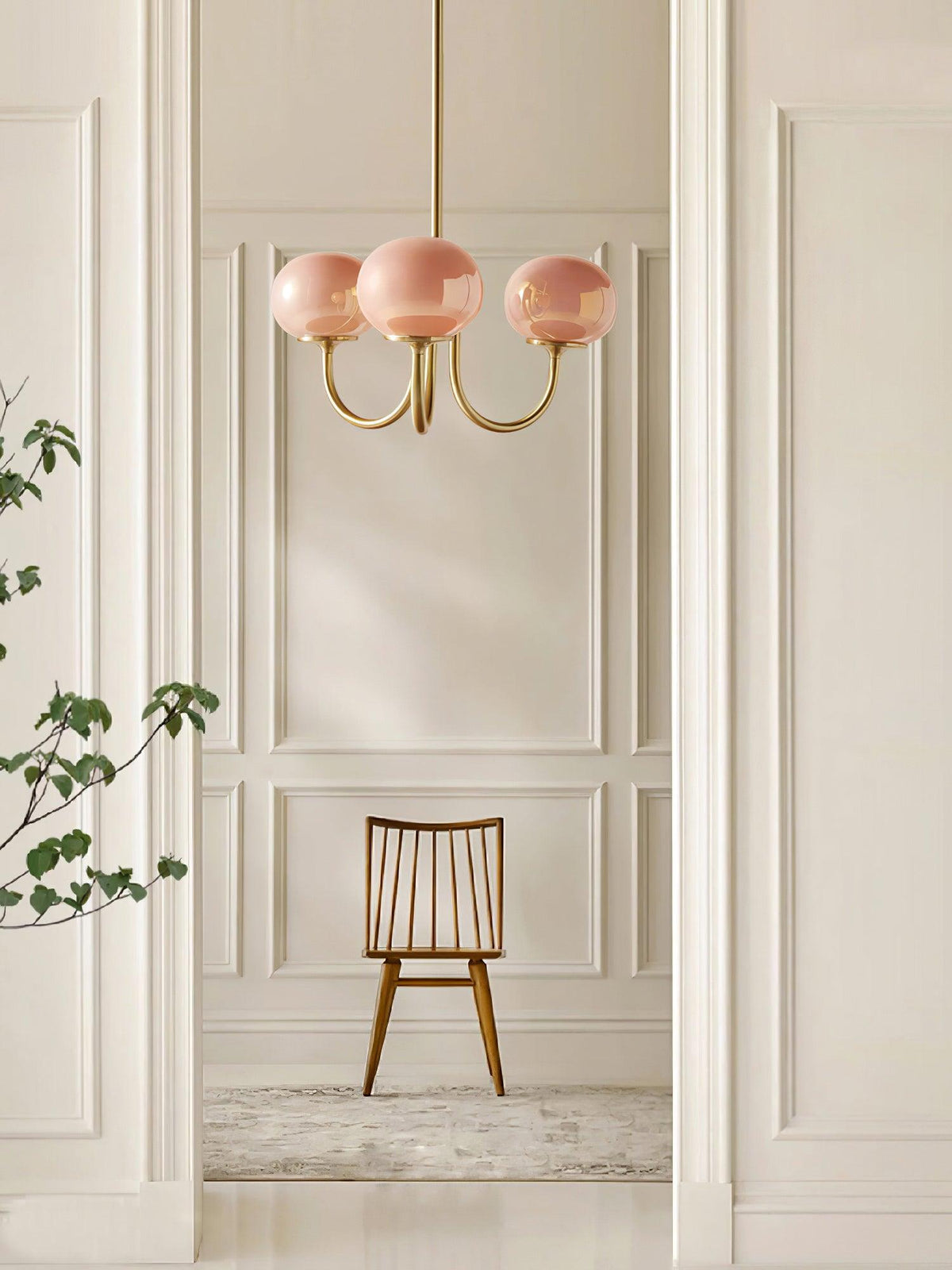 Marshmallow | Modern Glass Bubble Chandelier with Hand-Sprayed Pink Shades