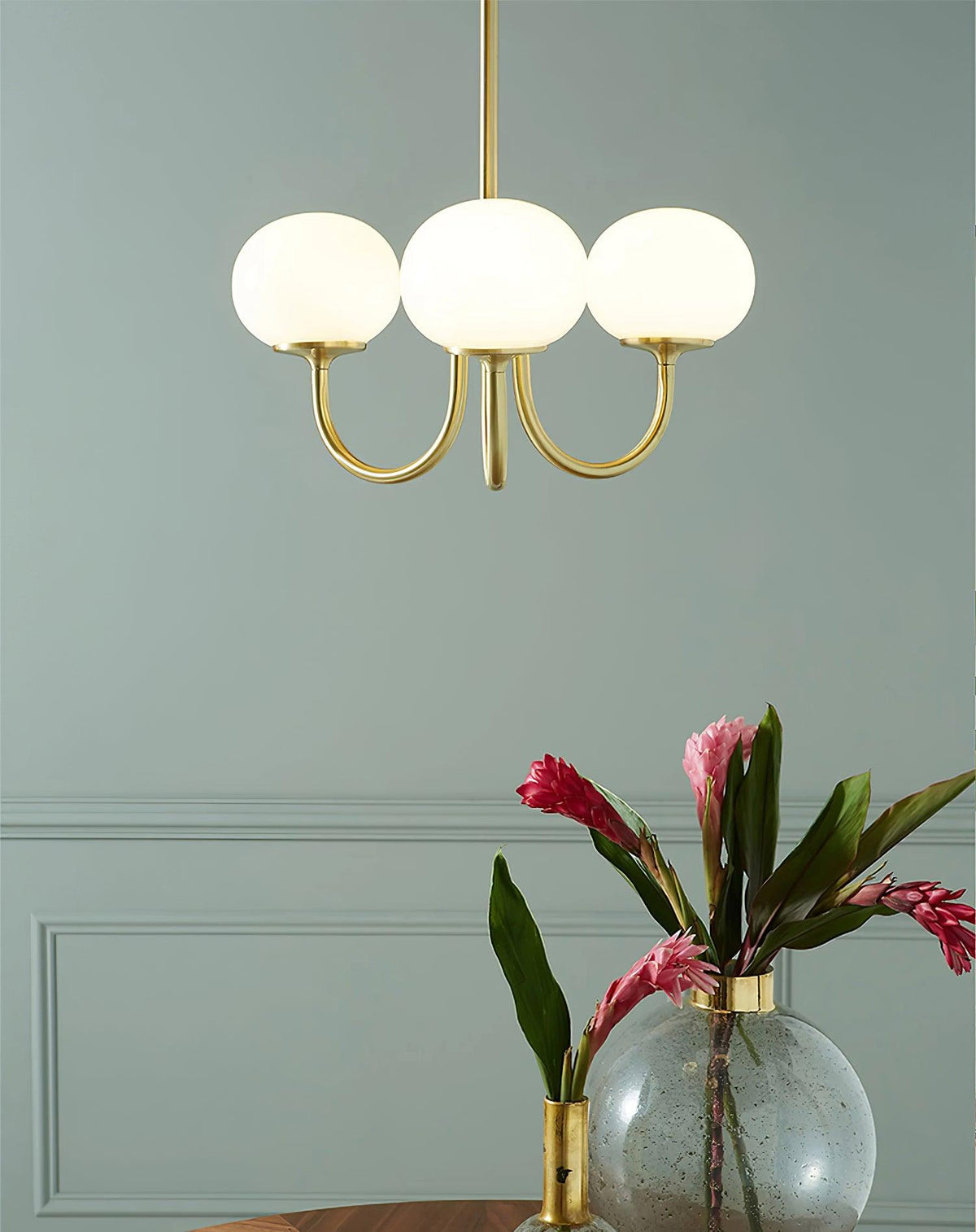 Marshmallow | Modern Glass Bubble Chandelier with Hand-Sprayed Pink Shades