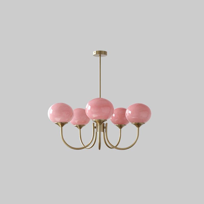 Marshmallow | Modern Glass Bubble Chandelier with Hand-Sprayed Pink Shades