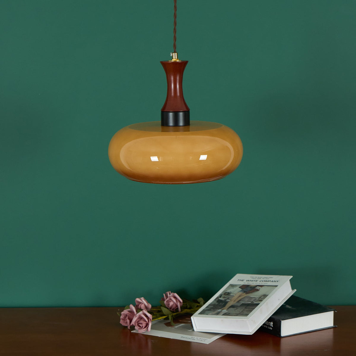Plug-In Glass Pendant Light with No Hardwiring | Antique Brown Shade for Any Room