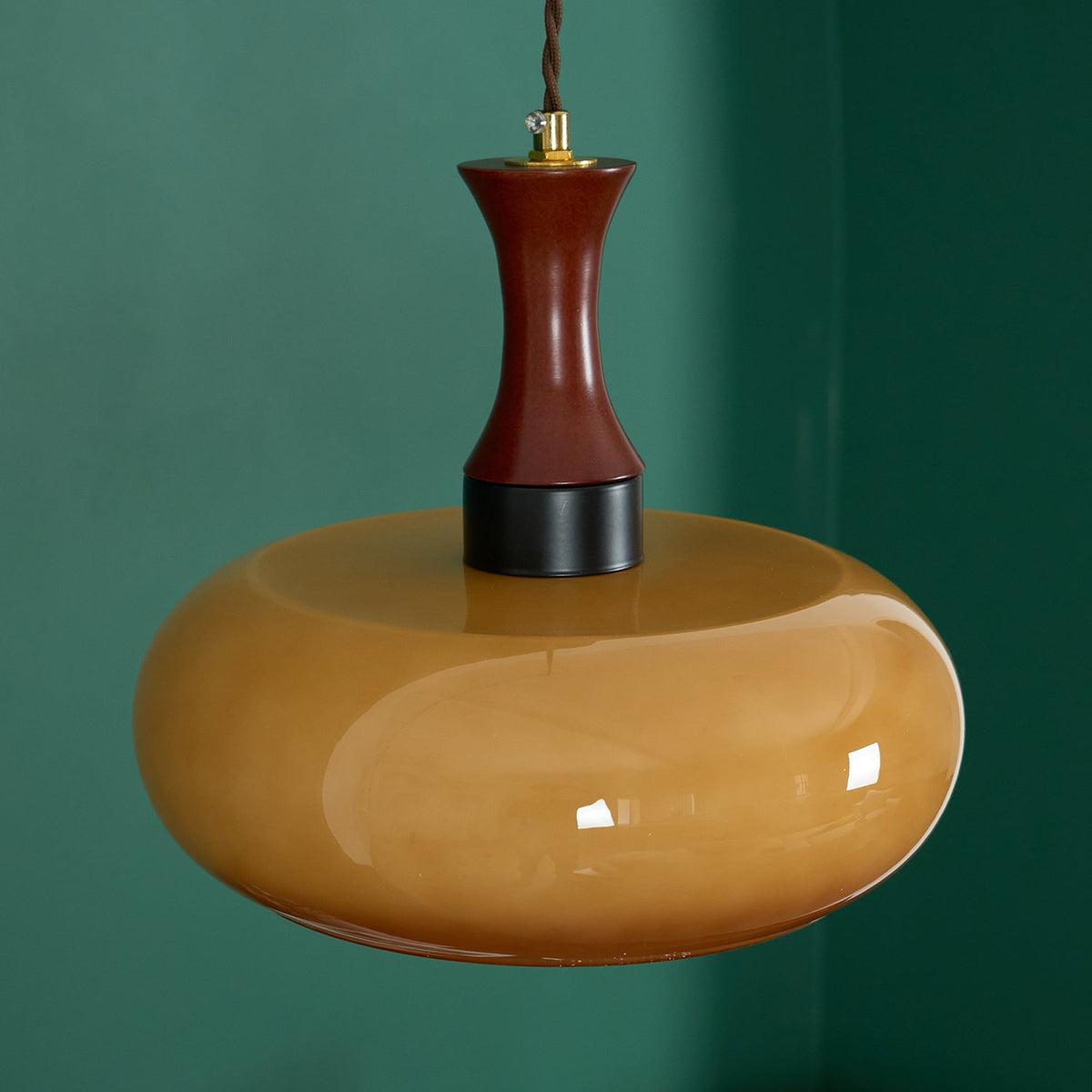 Plug-In Glass Pendant Light with No Hardwiring | Antique Brown Shade for Any Room