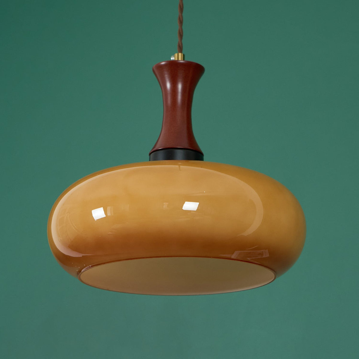 Plug-In Glass Pendant Light with No Hardwiring | Antique Brown Shade for Any Room