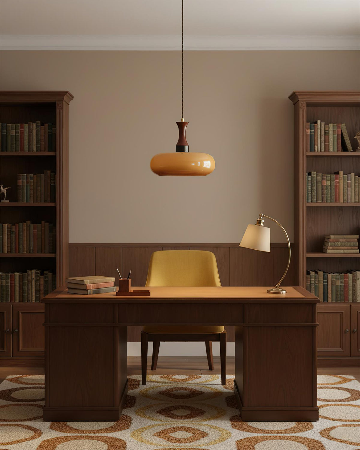 Plug-In Glass Pendant Light with No Hardwiring | Antique Brown Shade for Any Room